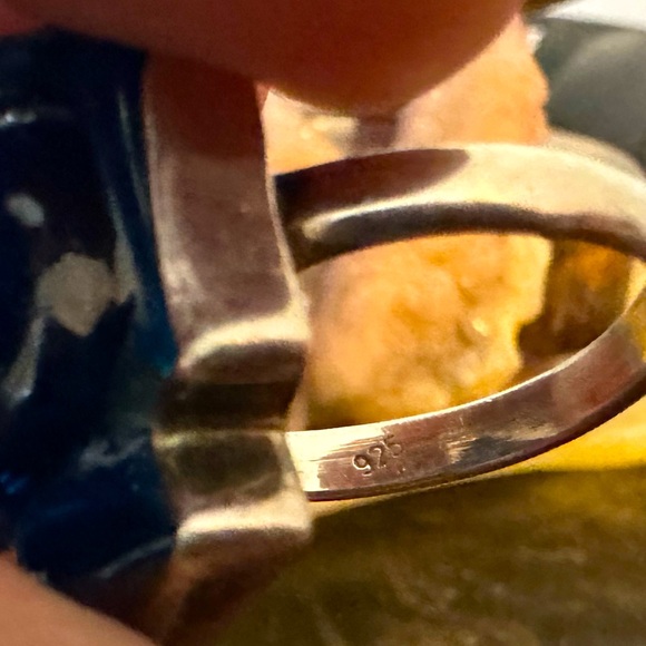 Sterling silver, Blue glass Buddha head ring. Size 9-9 1/2. - Picture 6 of 6